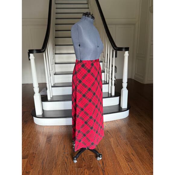 Coldwater Creek Maxi Red Plaid Tartan Skirt Christmas Holiday Party Winter 90s - Picture 4 of 12